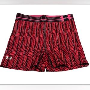 Under Armour XS Womens Compression Short Heat Gear Red Pink Black Valentines Day